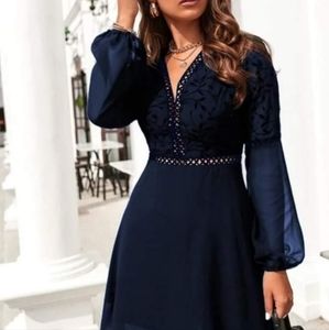 Navy blue chiffon dress